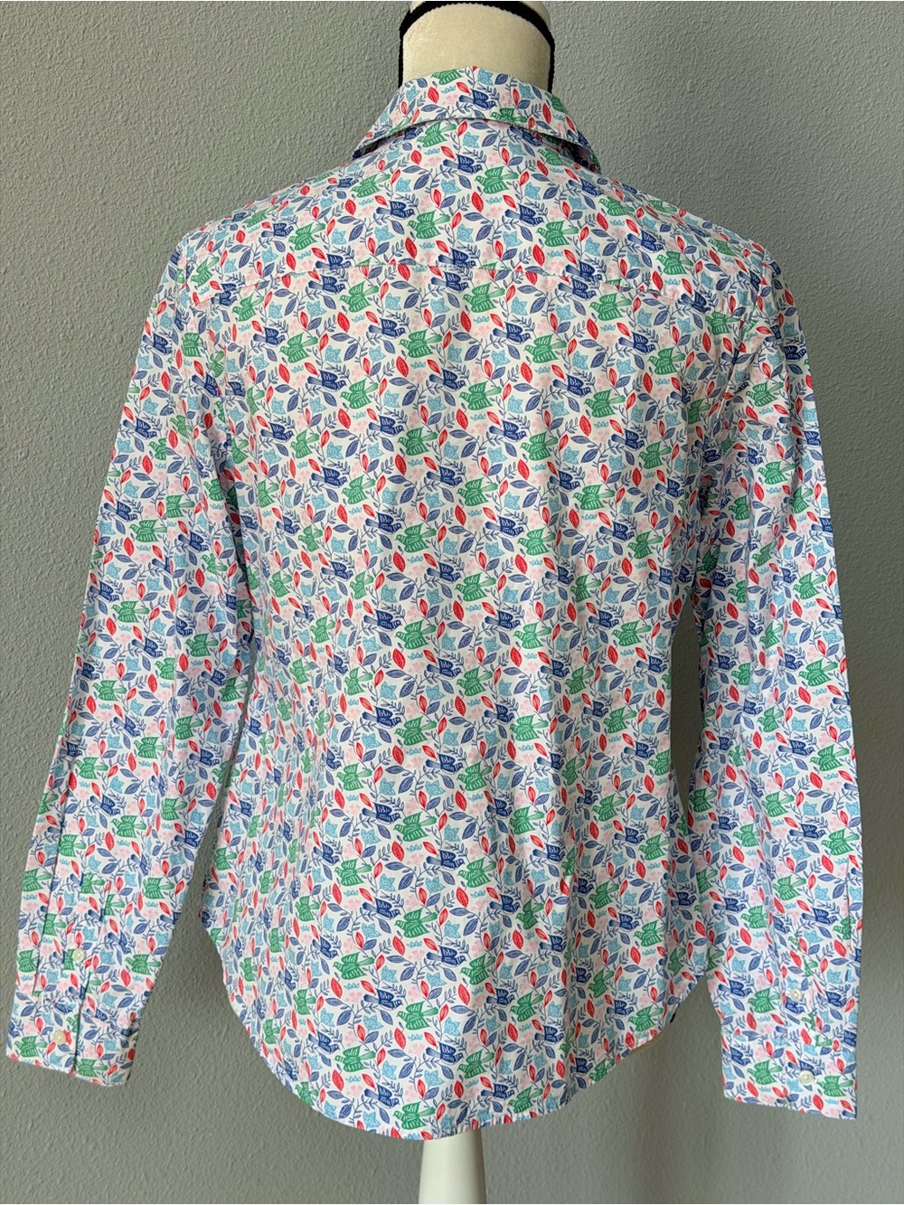 Boden Birds & Leaves Cotton Button Up Shirt Blouse Multicolor Size 8R - Picture 5 of 11